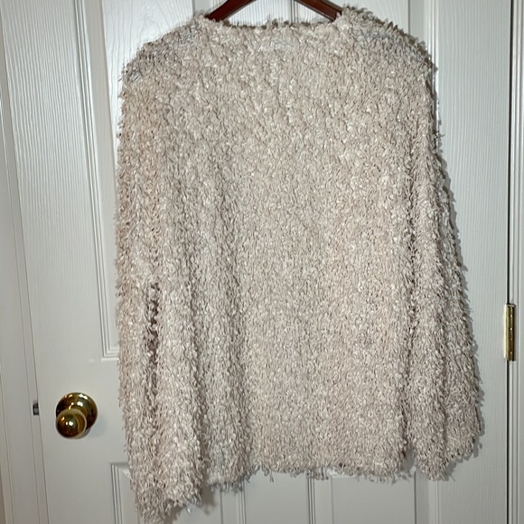 Blu Pepper - Cream Popcorn Fringe Fuzzy Open Cardigan - Size Large - Picture 6 of 8